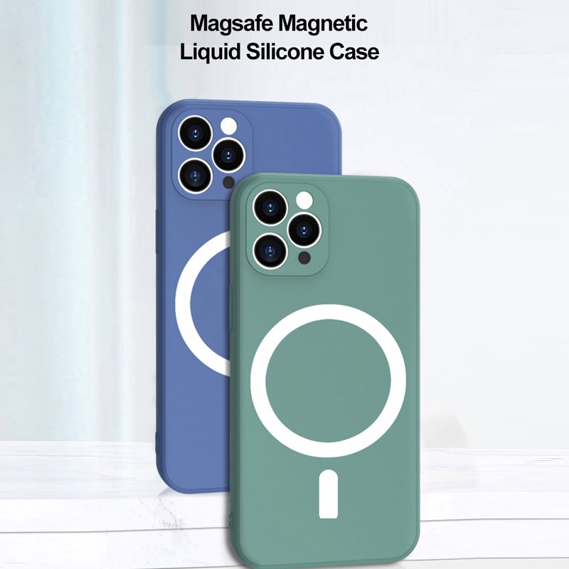 Wireless charging magnetic suction for iphone 13 12 pro max Xs max XR 7/8plus liquid silicone velvet drop protective case