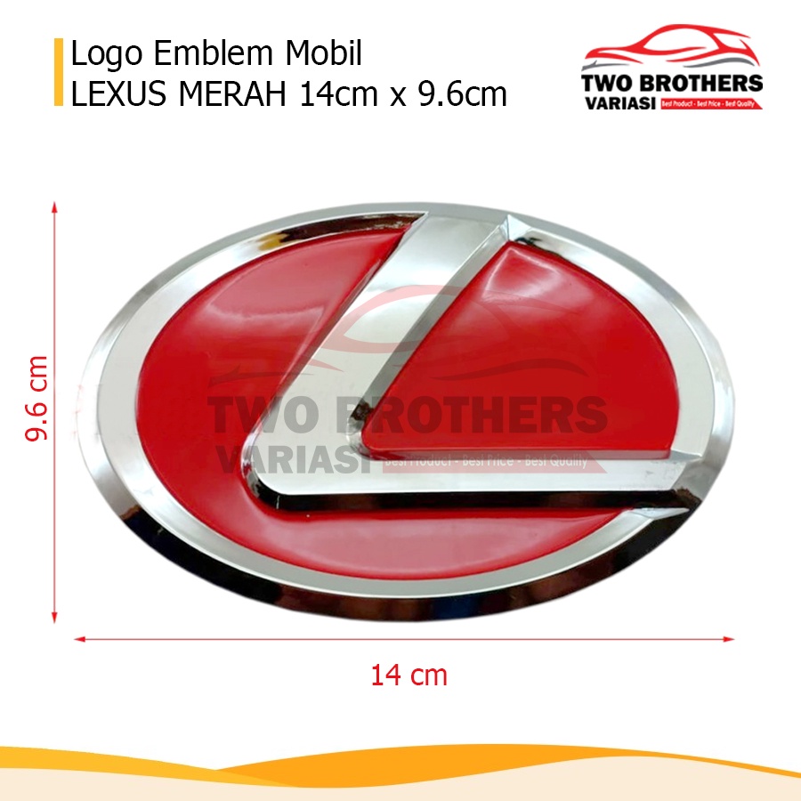 Logo Emblem Mobil LEXUS MERAH 14CM x 9.6CM