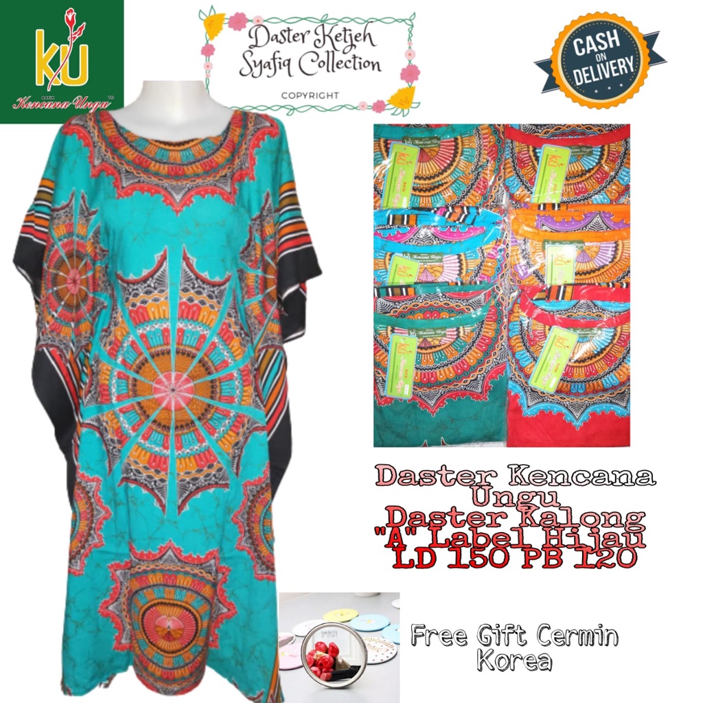 DASTER KENCANA UNGU LABEL HIJAU MODEL KALONG// DASTER BATIK KENCANA UNGU KALONG// DASTER KALONG// DA
