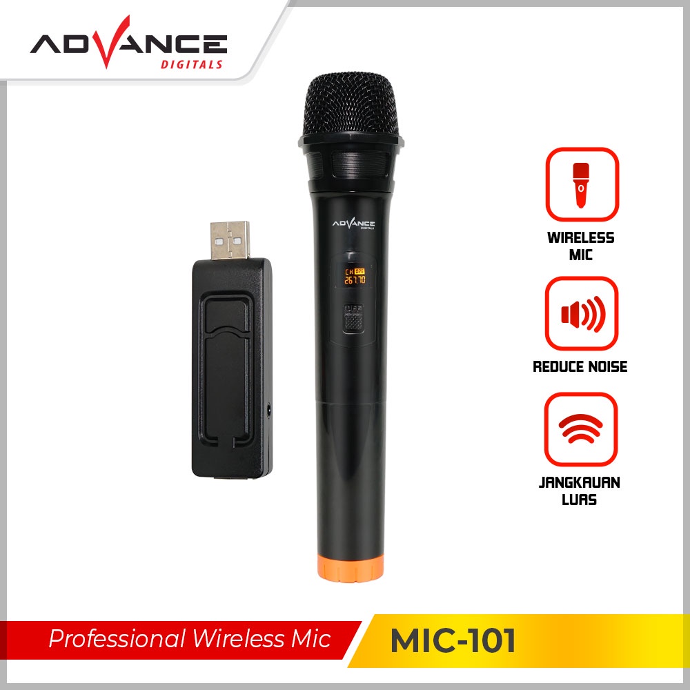 【Garansi 1 Tahun】Advance Mic Karaoke Professional Wireless Microphone MIC-101 Karaoke Mikrofon