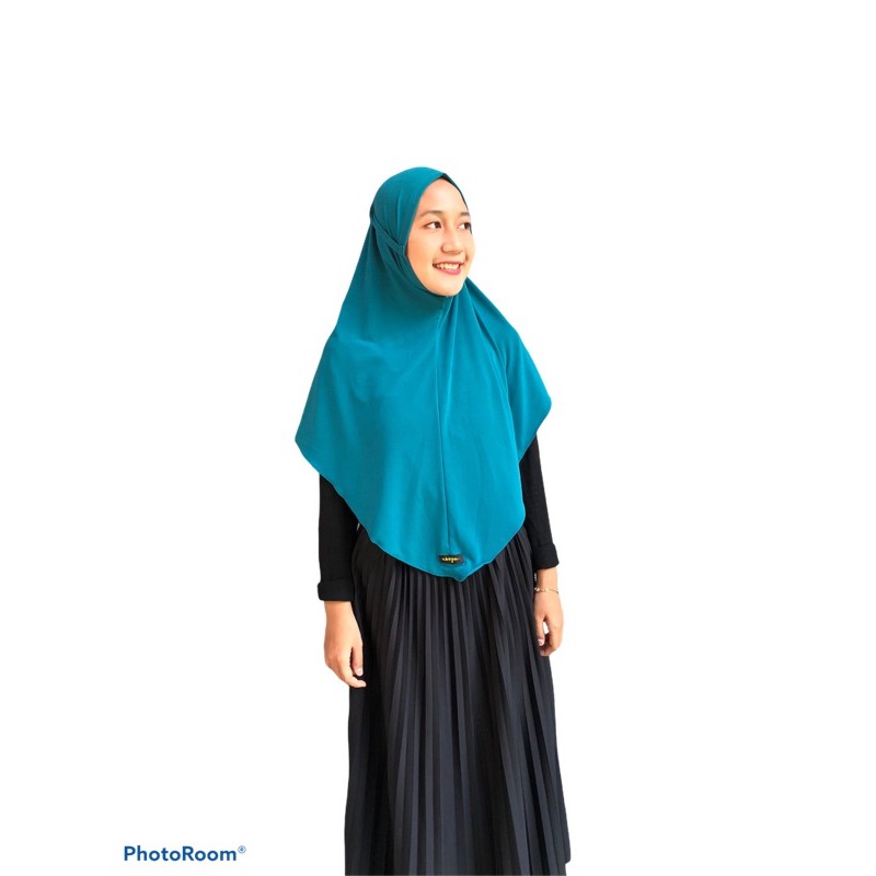 bergo Jersey tali Hana / hijab instant / kerudung bergo / hijab daily-Dark tosca