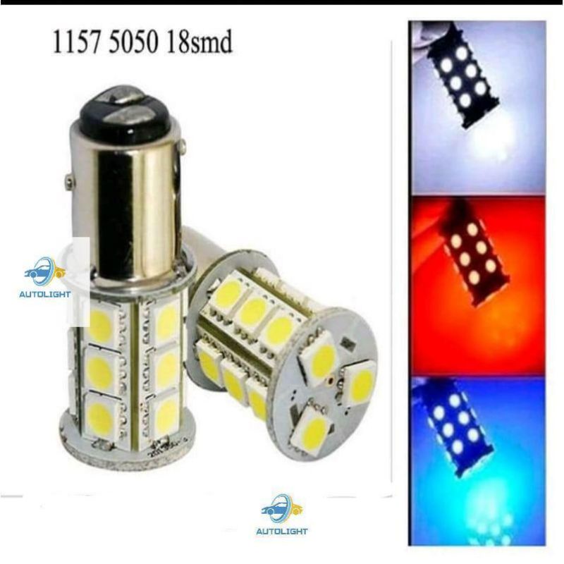 Lampu LED Rem Stop Bayonet 1157/ 18 &amp; 13 Mata LED Untuk Mobil Dan Motor Kaki 2 DC