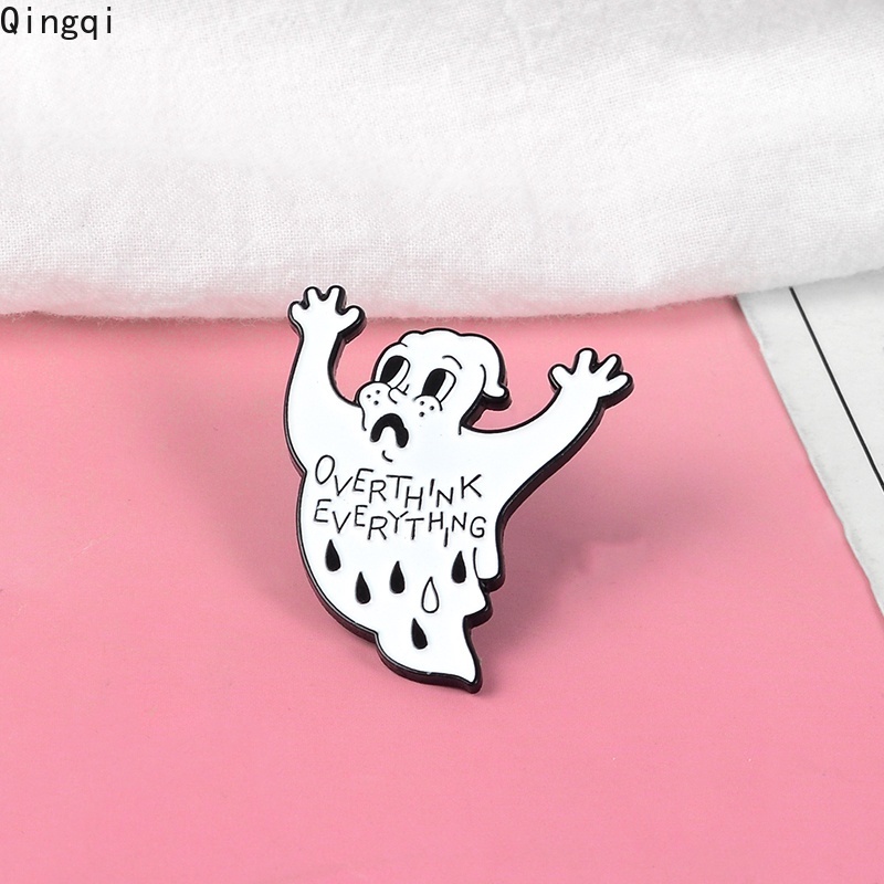 Bros Pin Enamel Desain Kartun Hantu Putih Untuk Pria Dan Wanita