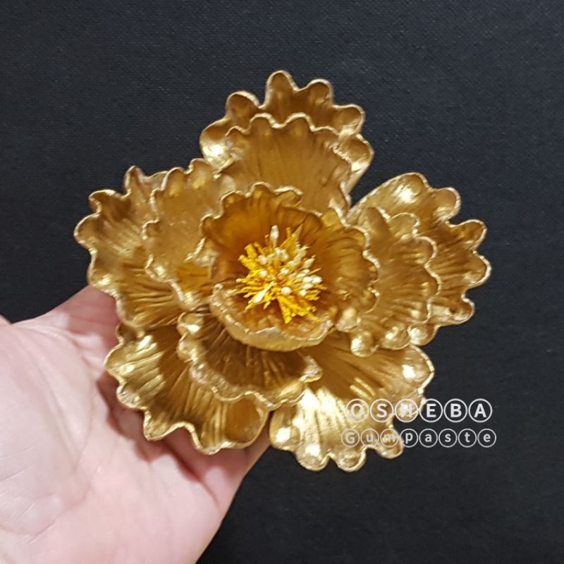 

[osheba] gumpaste bunga bs PEONY 10 warna emas metalic / GOLD