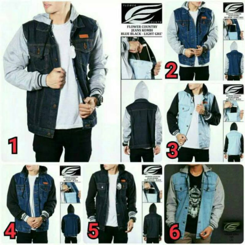 promo jaket jeans denim tebal / Levis kancing+resleting pakai hodie/kombinasi cowok, model boyy