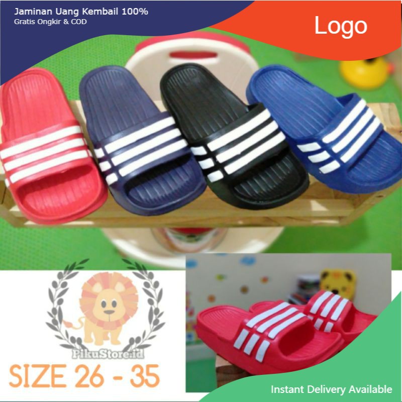 [PIKU] Sandal anak laki-laki MOTIF ADIDAS, sendal selop, sporty