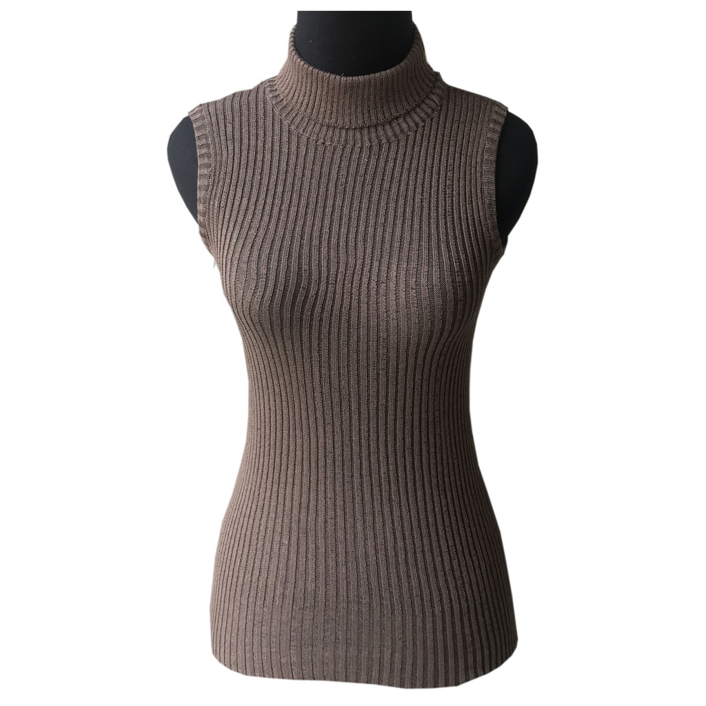 Turtle Neck Tanktop Rajut - Yukensi - Atasan Wanita-Burgundy