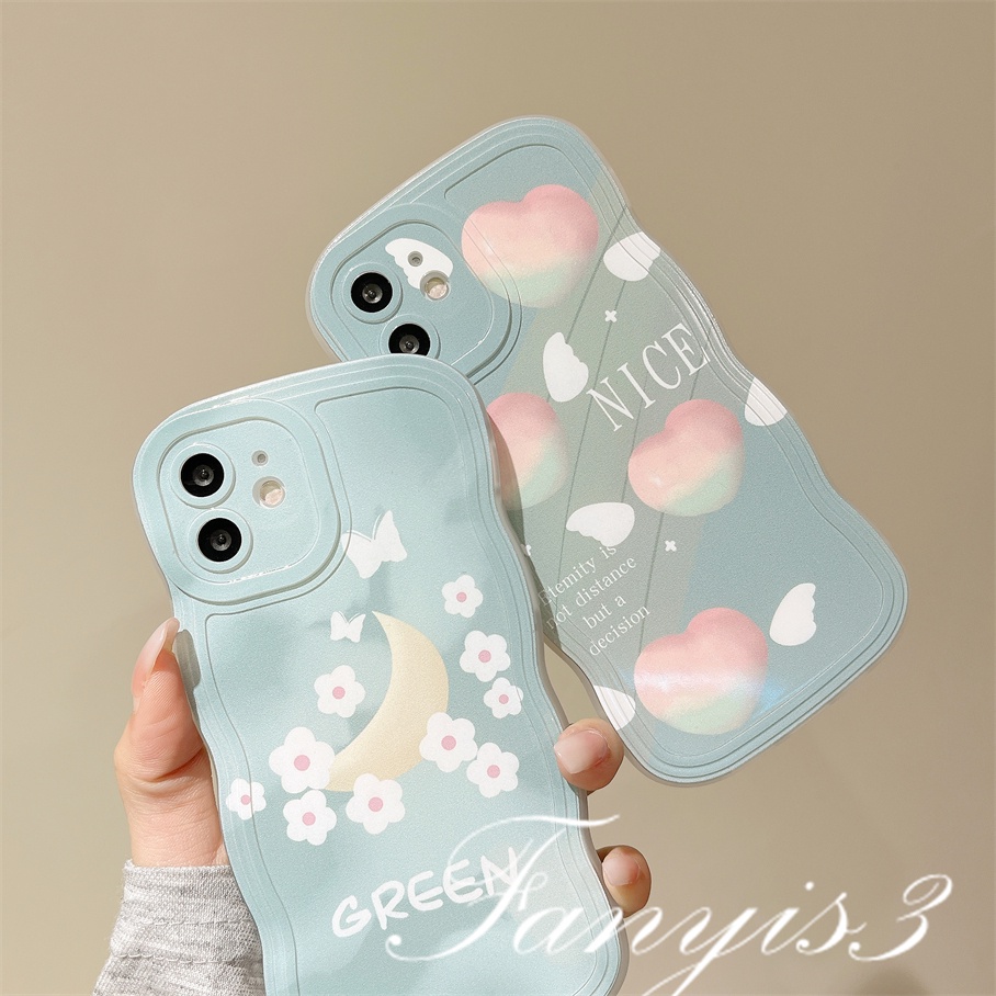 Redmi 12C A1 10C 10A 10 9 9A 9C 9T Note 11 Pro+ 11s 11 10s 10 9s 9 8 Pro Xiaomi Poco X4Pro X3 Pro X3NFC M4 F3 Mi 11 Lite 10TPro Moon Love Wavy Edge Phone Case TPU Soft Protective Cover