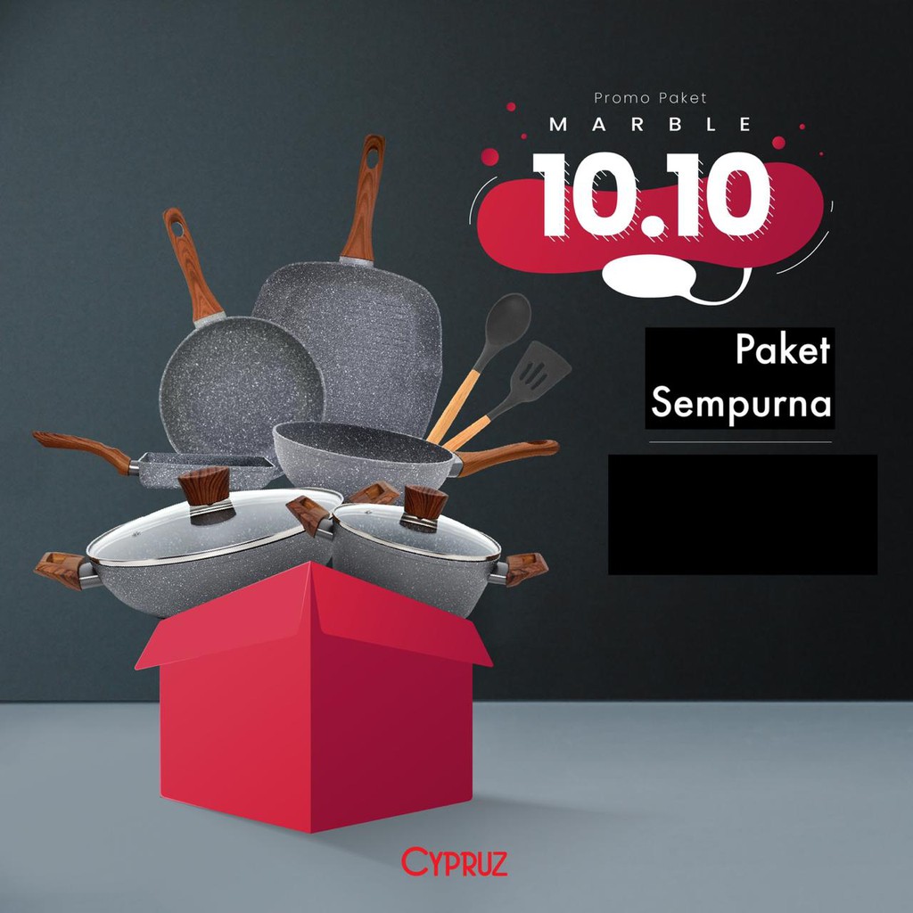 Cypruz paket sempurna marble cookware set