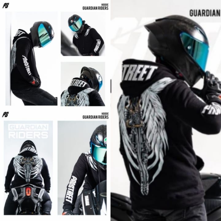 TURUN HARGA ! HOODIE PROSTREET GUARDIAN RIDERS BLACK NEW / HOODIE PRIA PROSTREET GUARDIAN ANGEL