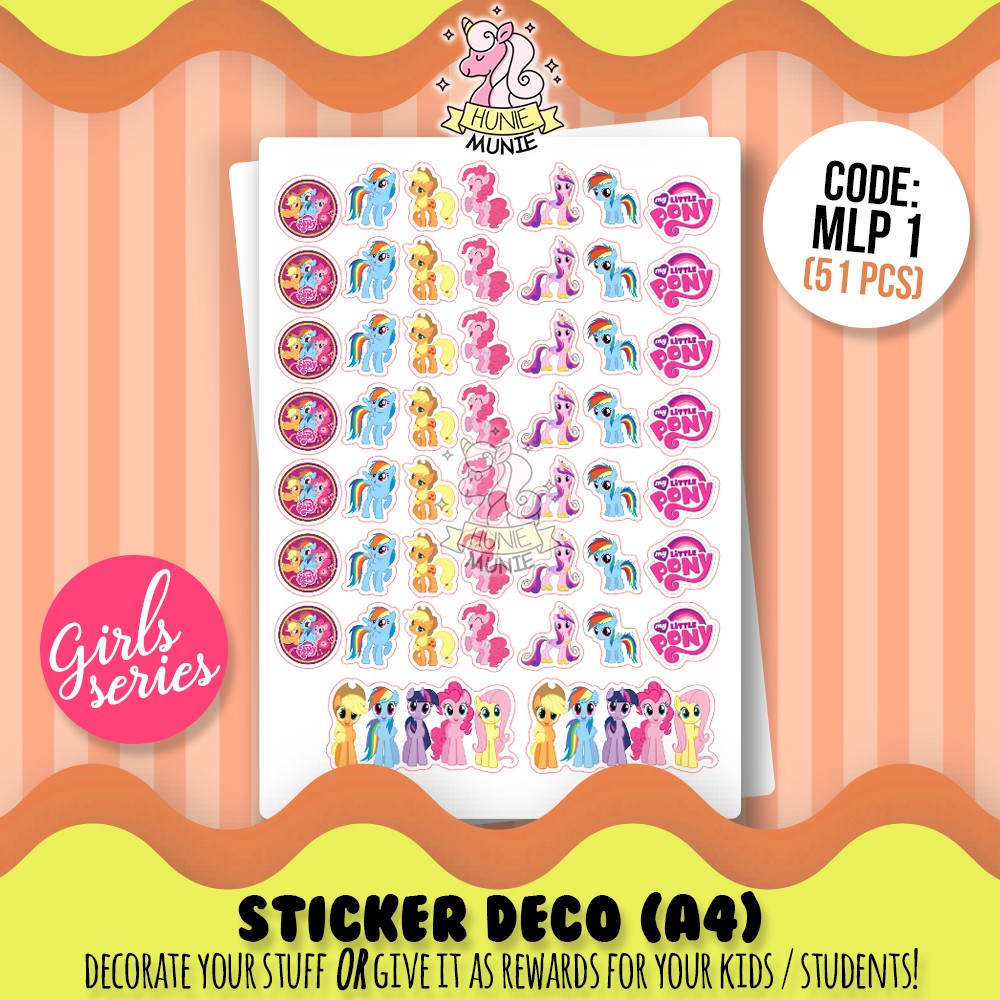 

Sticker Deco - My Little Pony SERIES - GIRLS SERIES - Stiker Reward Anak Cake Topper - Hunie Munie