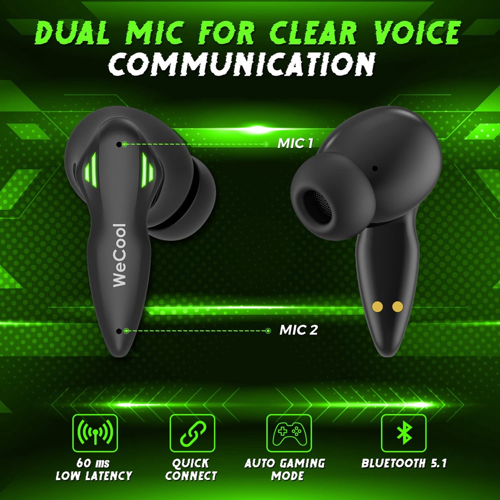 WeCool Moonwalk M4 Bluetooth Earphones Truly Wireless in Ear Earbuds Telinga Earbud dengan Mikrofon Headset Gaming In-Ear Bluetooth Ultra-ringan Latensi Sangat Rendah Headset Bluetooth Mikrofon Ganda Headset Nirkabel Gaming Headset