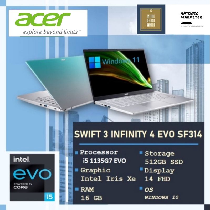Acer Swift 3 Infinity 4 Intel Evo I5 Gen 11 16GB RAM 512GB SSD