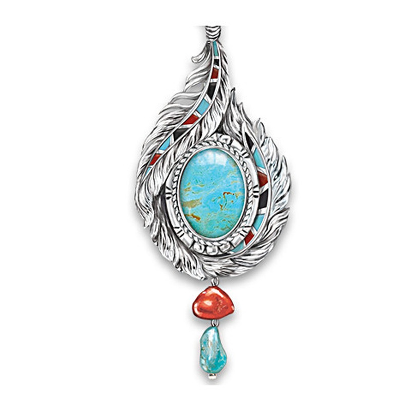 Kalung Silver 925 Hias Liontin Turquoise Handenameled Untuk Wanita