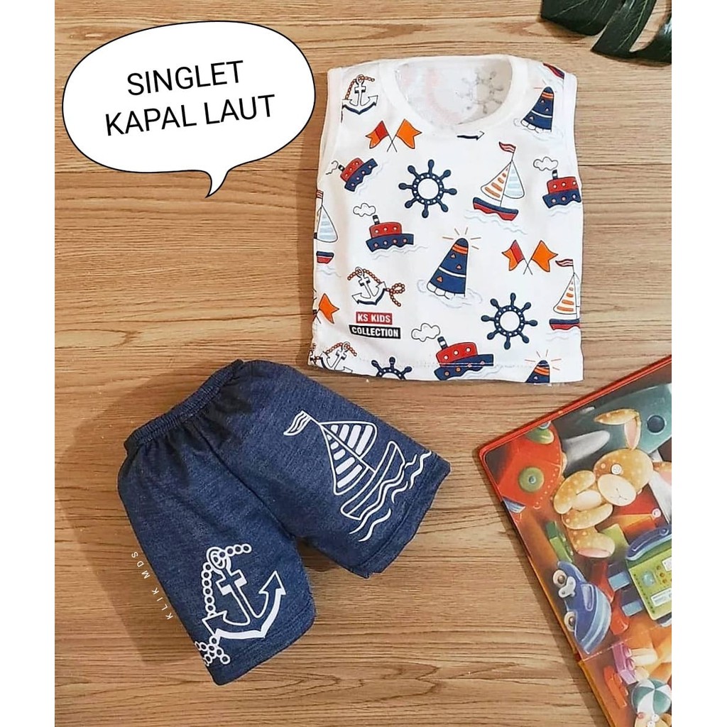 Klik Mds Baju Singlet Anak Bayi Laki-laki Warna Putih Usia 0-12 Bulan Motif Fero And Dino