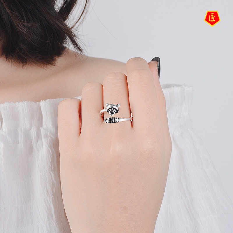 [Ready Stock]Creative Raccoon Ring Female Cute Personality