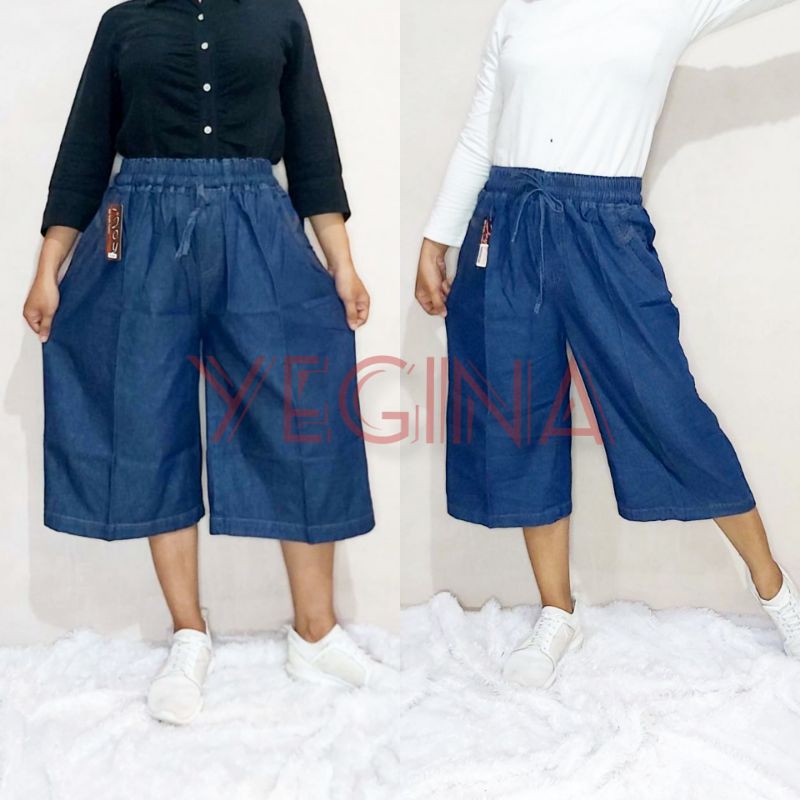 KULOT PENDEK 7/8 JEANS STANDAR JUMBO BIGSIZE