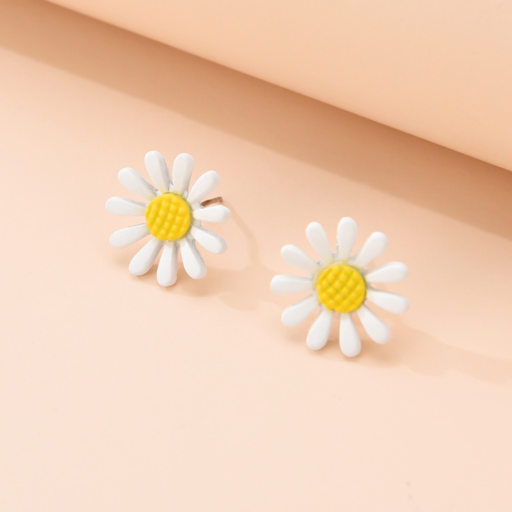 Hu Hu Hu Hu Hu Alat Bantu Pasang Kacamata♡ Anting Tusuk Wanita Bahan Resin Desain Marguerite Gaya Elegan Untuk Hadiah