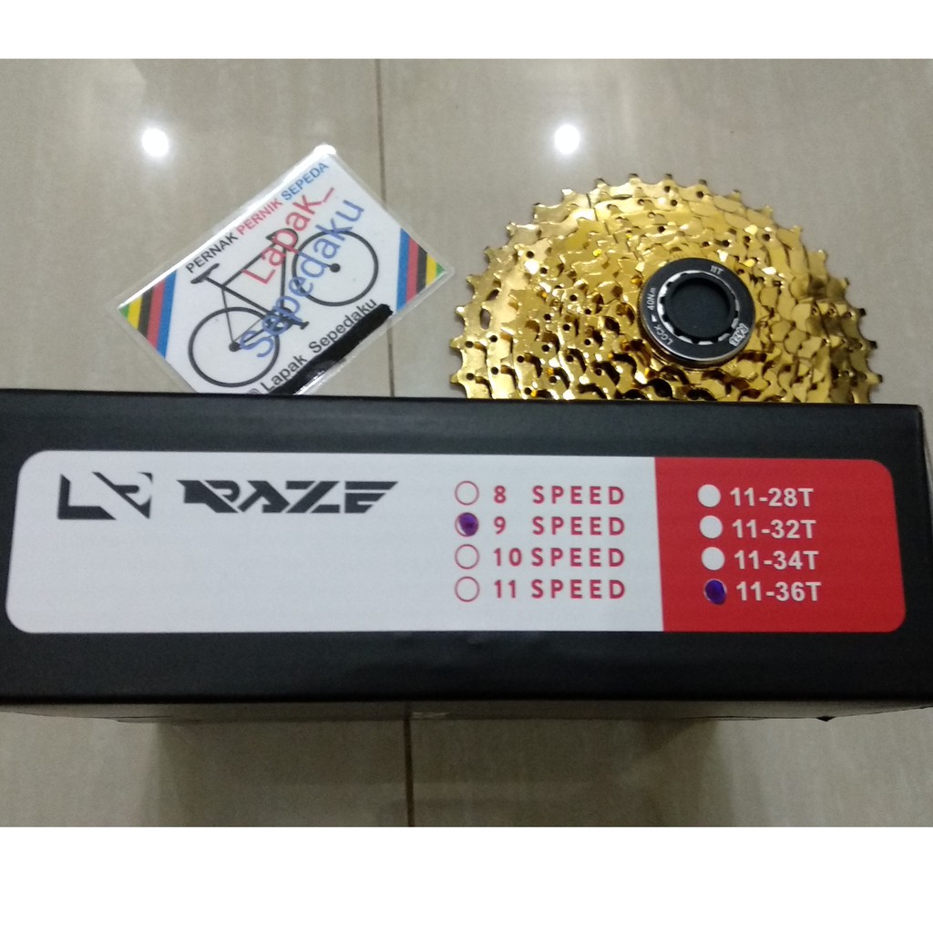 SPROCKET RAZE 9 SPEED 11 - 36T GOLD SPROCKET 9 SPEED SPROKET 9 SPEED SPROKET RAZE 11 - 36T GEAR 9 SP