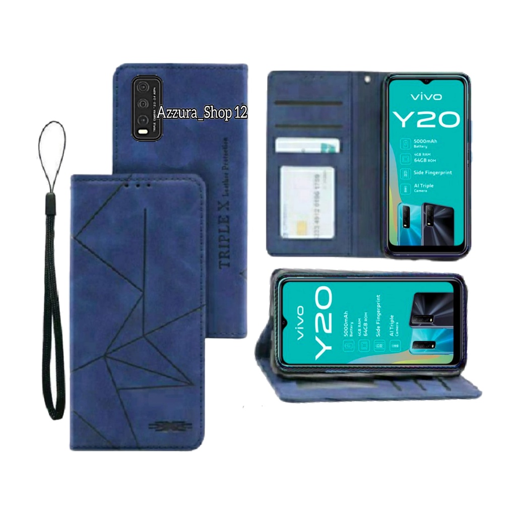 Case Flip Magnet For VIVO Y20/Y20S/Y12S  Flip Cover Laether Premium Casing Hp Magnet Kulit