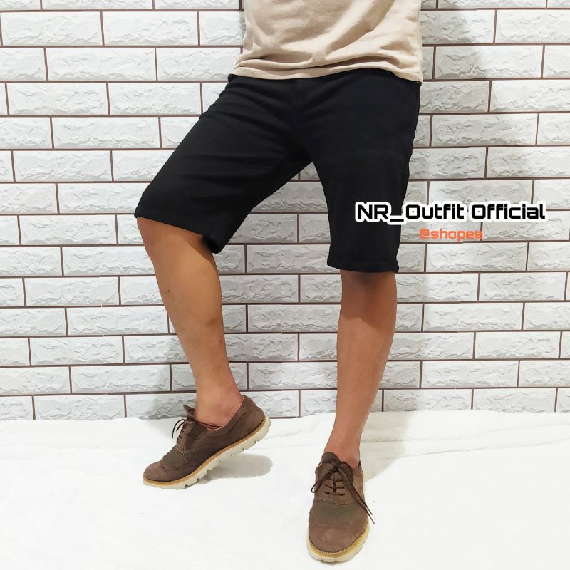 Celana Jeans Pria RC Pendek Slim Fit Surfing Casual  Hitam Pekat 27-38 NR_Outfit Official COD