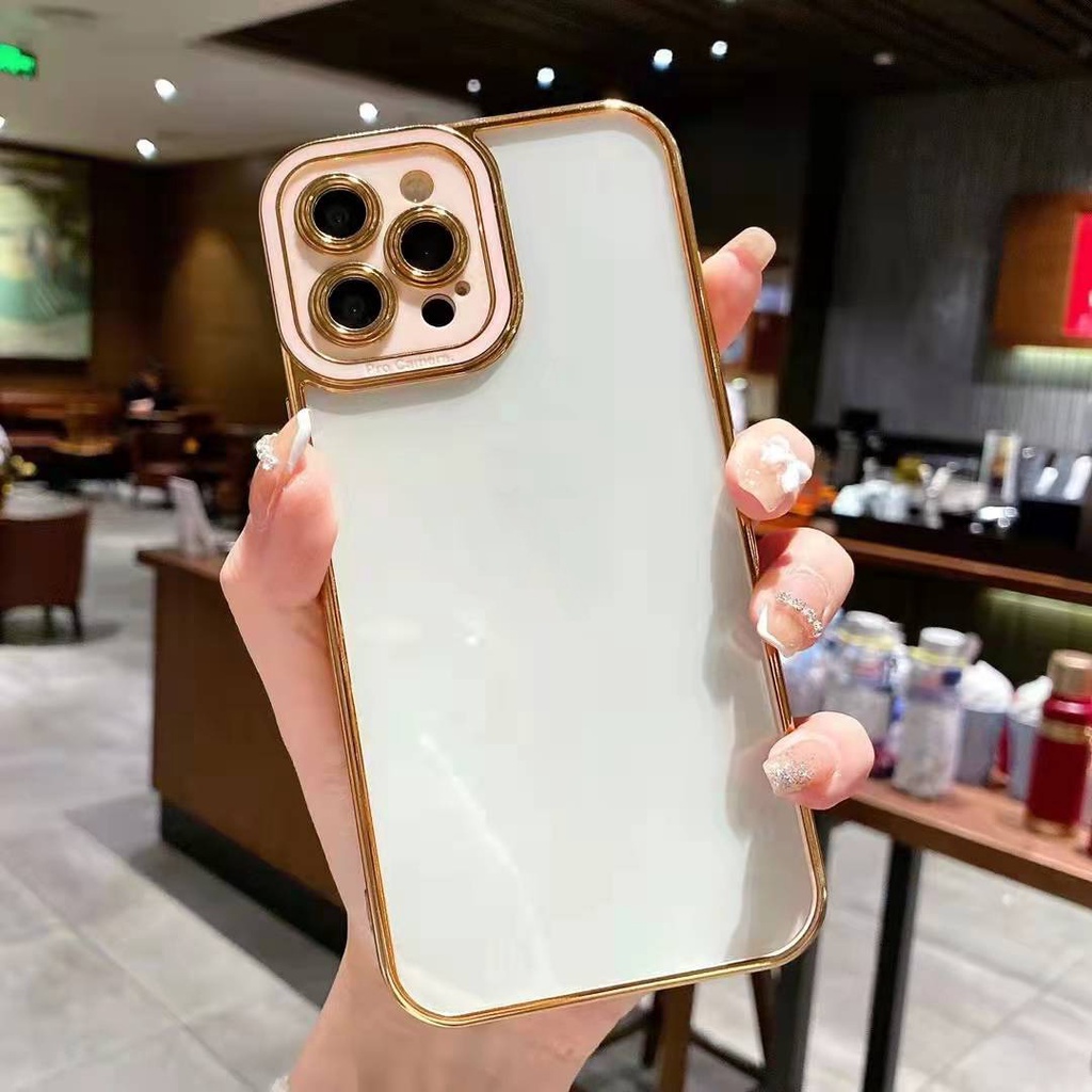 Case Luxury Transparan Protector Camera Iphone For 13 12 11 PRO MAX Hardcase Double Colour Plate