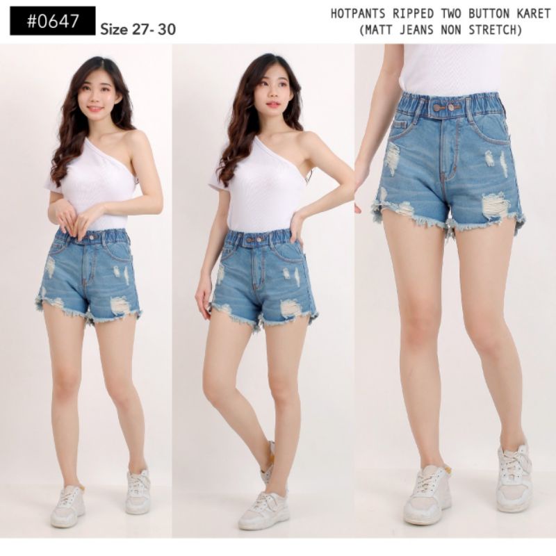 0619,0620,0621,0647 Celana Hotpants jeans sobek import ukuran 27-30