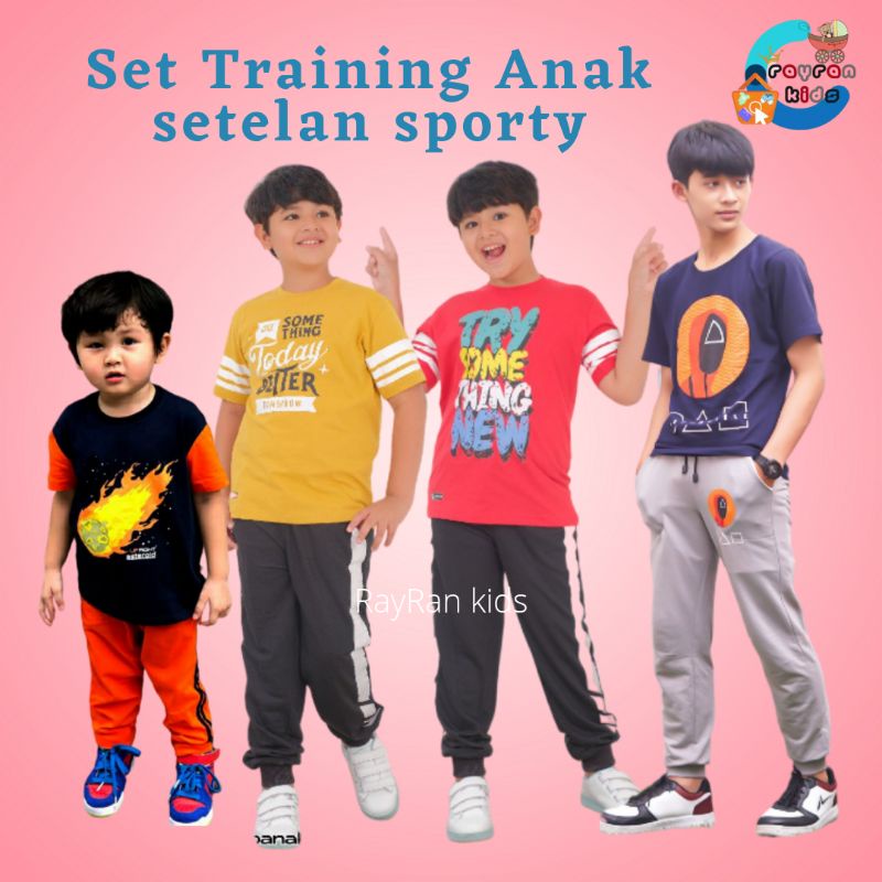 Setelan Training Anak Laki-Laki usia 4-12th Setelan Joger Anak Baju harian anak Set joger anak laki 