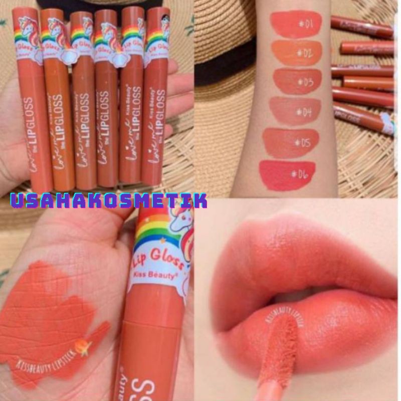 PROMO PER6PCS LIPGOSS MATTE  KISS BEAUTU  LOVE ME FRUIT | UNICORN NO.7883-03B | 7883-03A