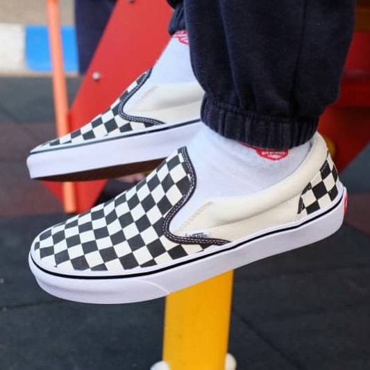 Sepatu Vans Motif Catur Kotak Waffle ICC Impor Premium Black White Sekolah Kuliah Kerja Keren Awet