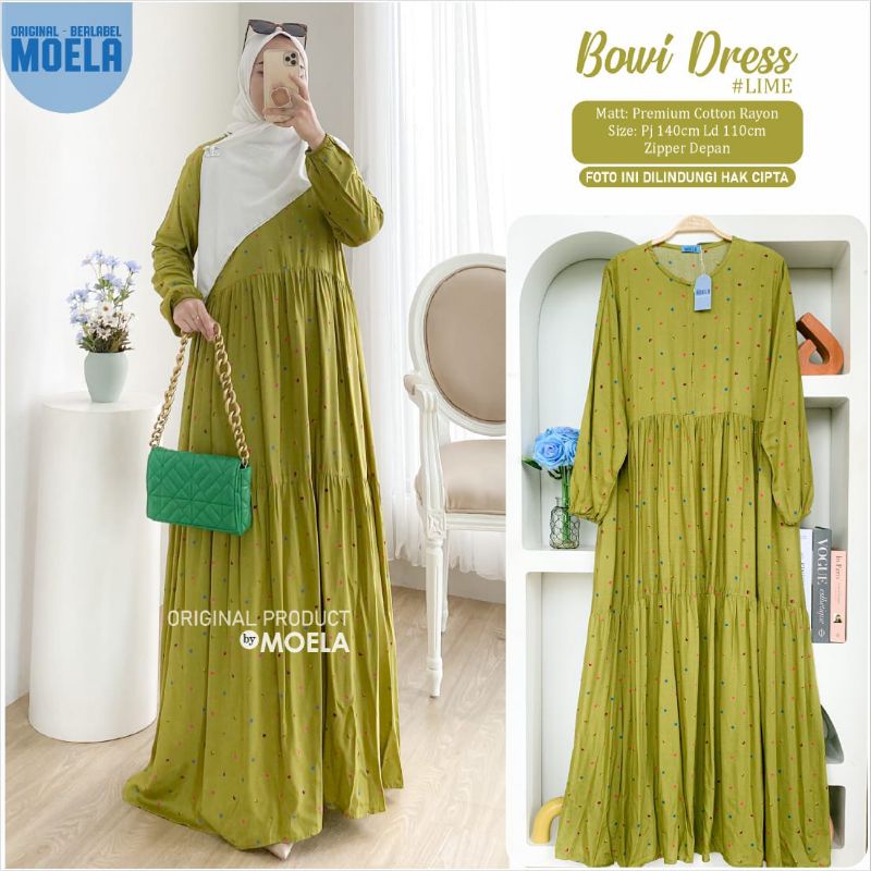 Bowi Dress Gamis Polkadot Jumbo Allsize Busui Premium Catton Rayon Original Ori Moela Berlabel-4