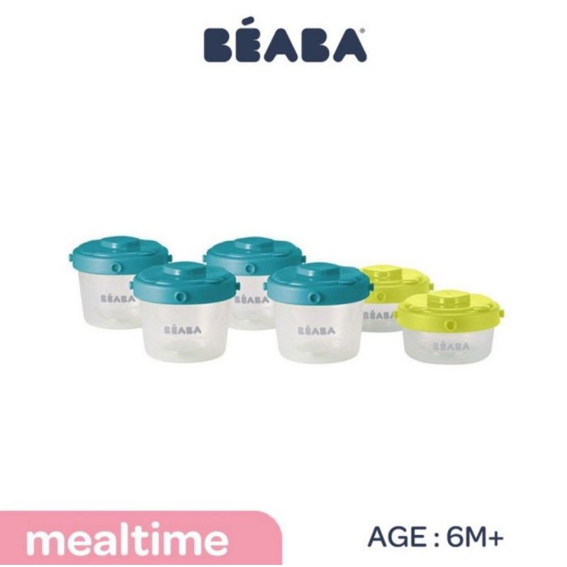 Beaba Set 6 Portion Clip 60ml/120ml - Kontainer Makanan Bayi Isi 6 Pcs