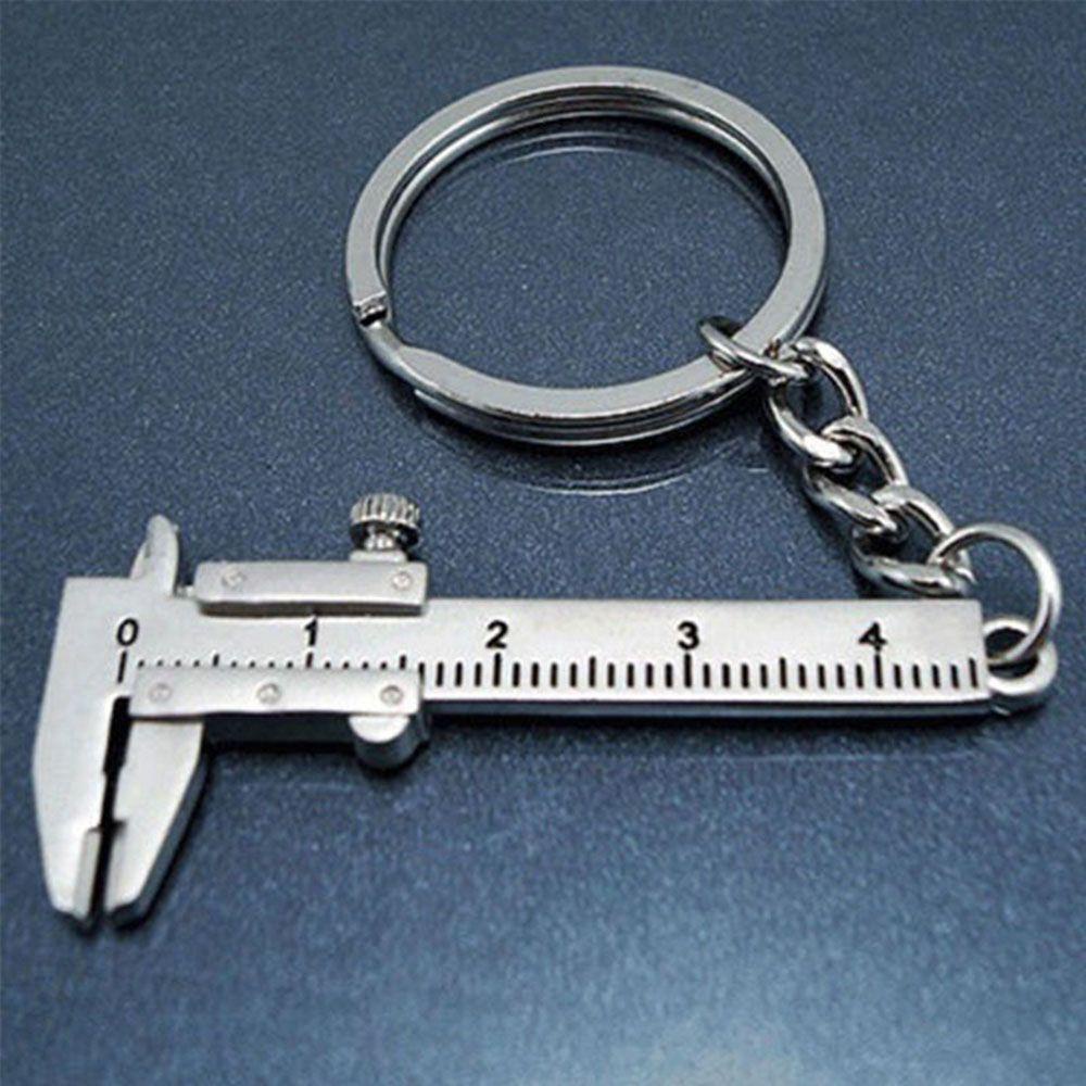 Lanfy Vernier Caliper Key Chain Fashion Klasik Perak Hadiah Ulang Tahun 3D Liontin Bergerak Perhiasan Key Holder