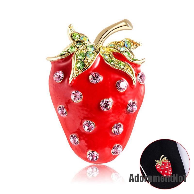 (Adornmentno1) Pin / Bros Bentuk Strawberry Untuk Dekorasi Pakaian / Syal Wanita