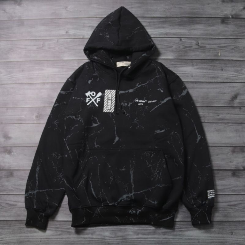 Hoodie Off-White Marble Pria - Sweater Off White Cowo