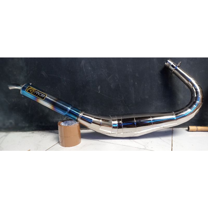 Knalpot Rx king Telo Cobra Chrome Ujung Biru Original Anti Karat Rcb