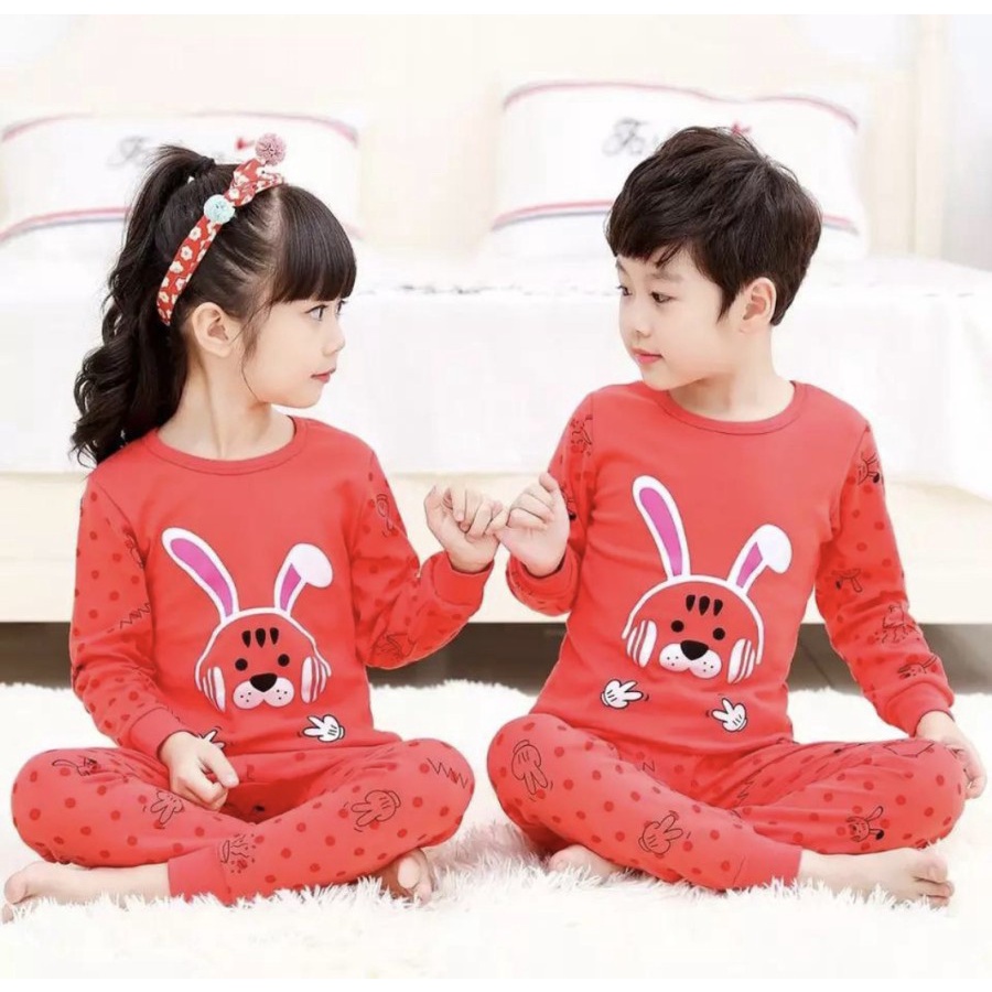 PAJAMAS ANAK 7THN KAOS KATUN IMPORT SET CELANA PANJANG CUTE SIZE BIG