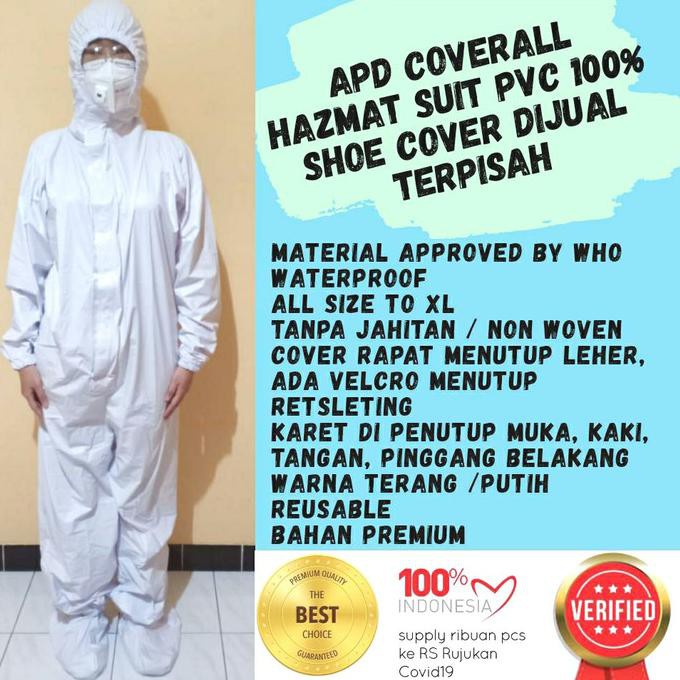  Baju  medis APD  Hazmat Suit bahan  100 PVC tanpa jahitan 