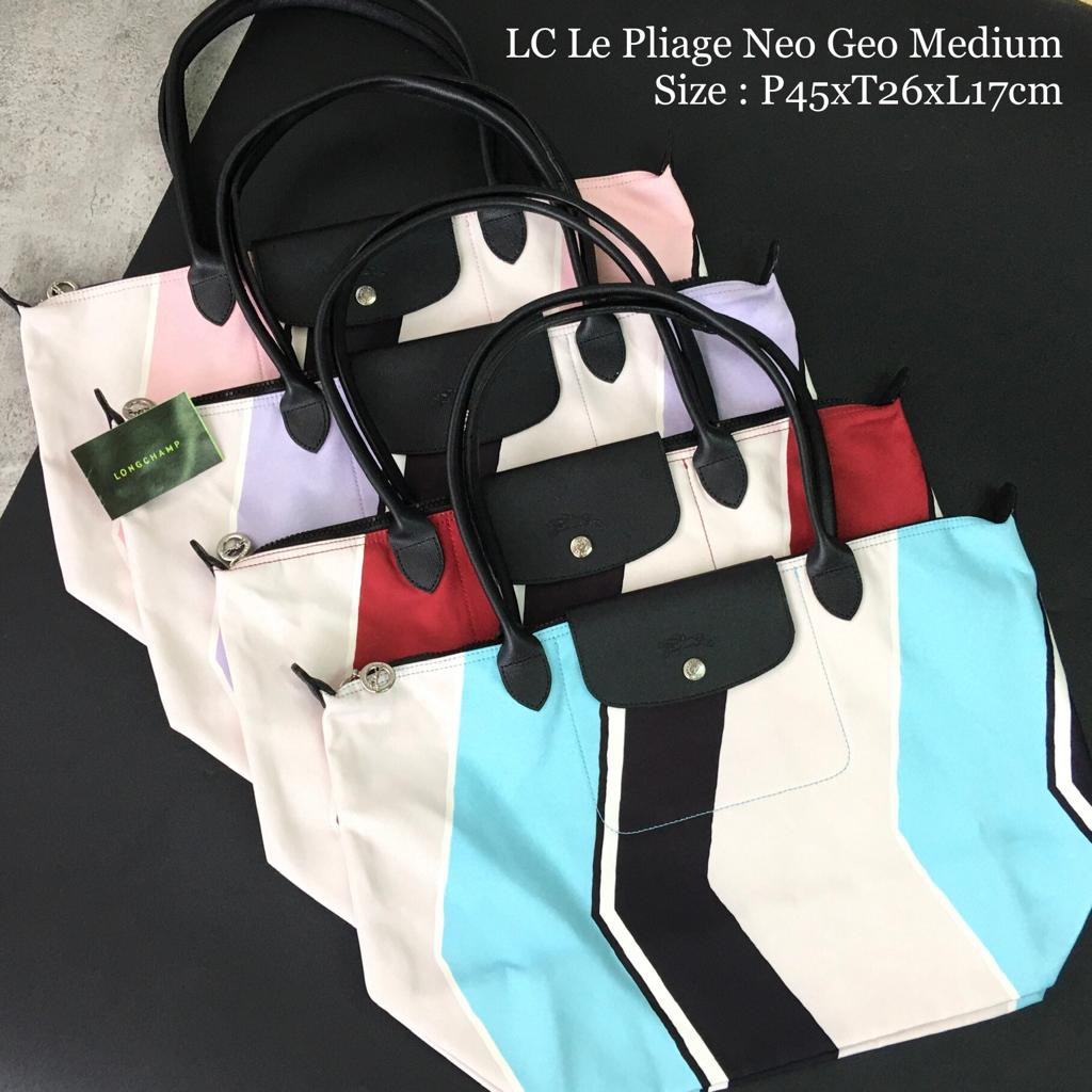 Tas Pundak LC LE PLIAGE Neo Geo Long Handle MEDIUM Ungu Soft Pink Biru Merah ORIGINAL SISA PABRIK