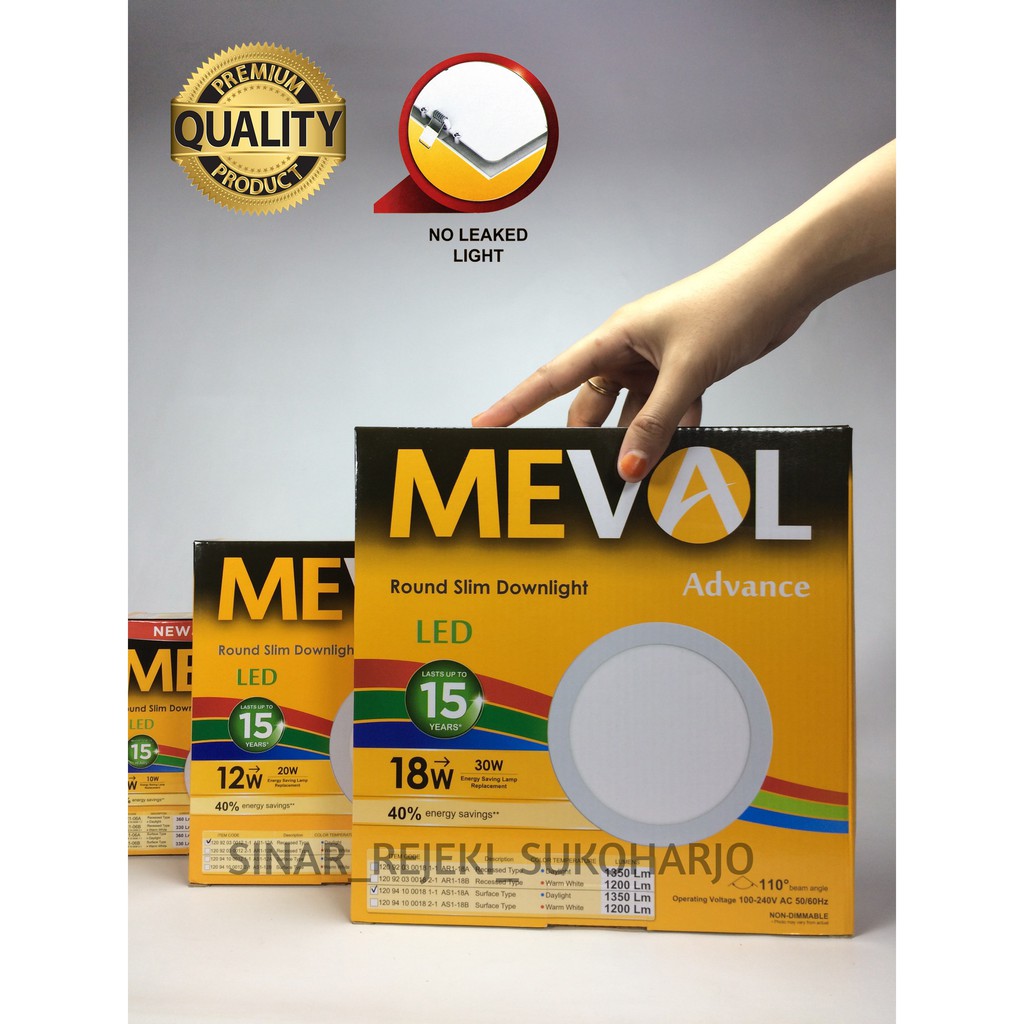 MEVAL 18W Advance Round / Bulat LED Slim Downlight OB / OUTBOW Putih