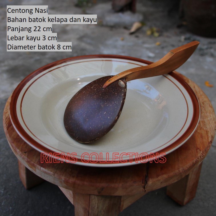 CENTONG NASI BATOK KELAPA. CENTONG NASI KAYU. ALAT MAKAN SENDOK KAYU. RIENS COLLECTIONS