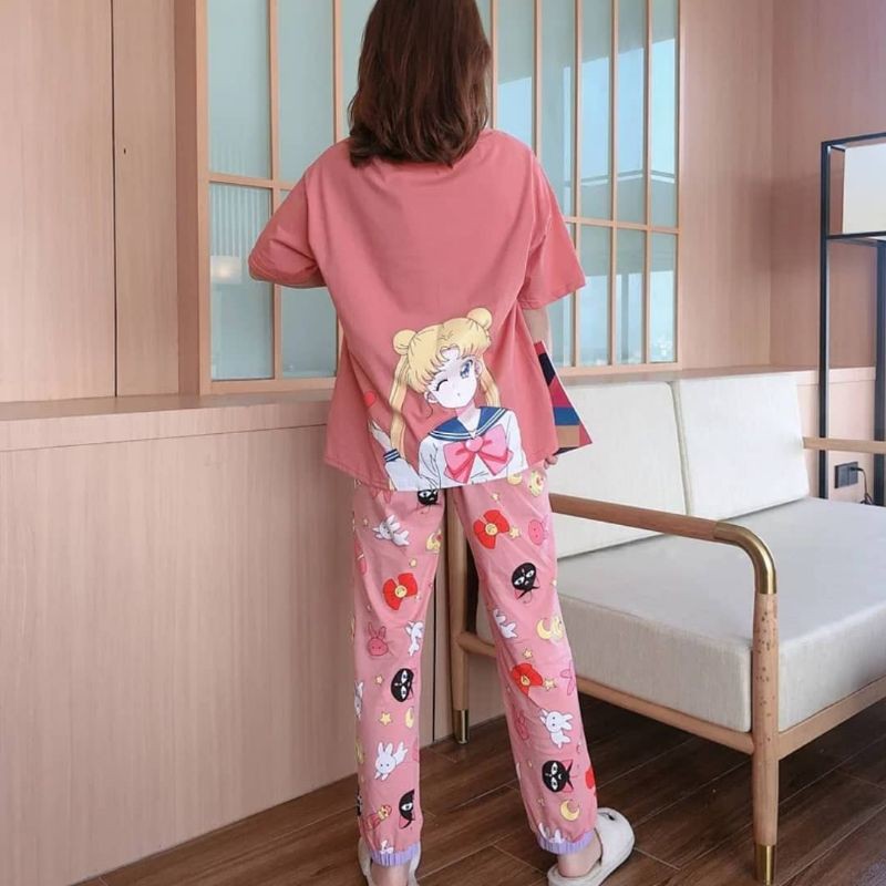 SAILOR MOON PAJAMA USAGI PINK JOGER PANTS SHORT SLEEVE