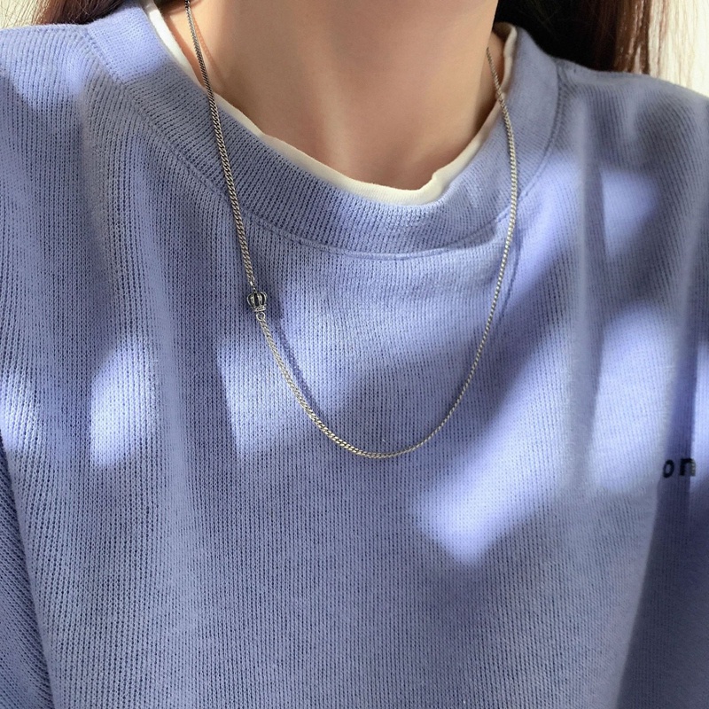 Kalung Rantai Klavikula 925 Silver Logam Gaya Hip Hop Unik Universal Untuk Wanita