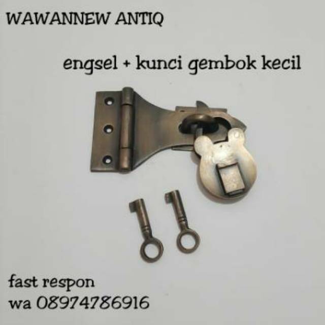 Grendel Engsel + Kunci Gembok Pintu Rumah Pagar Antik Murah