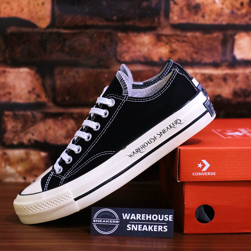 Sepatu Converse 70s Chuck Taylor Low Black White / Sneakers Konvers Konverse Hitam Putih Pendek