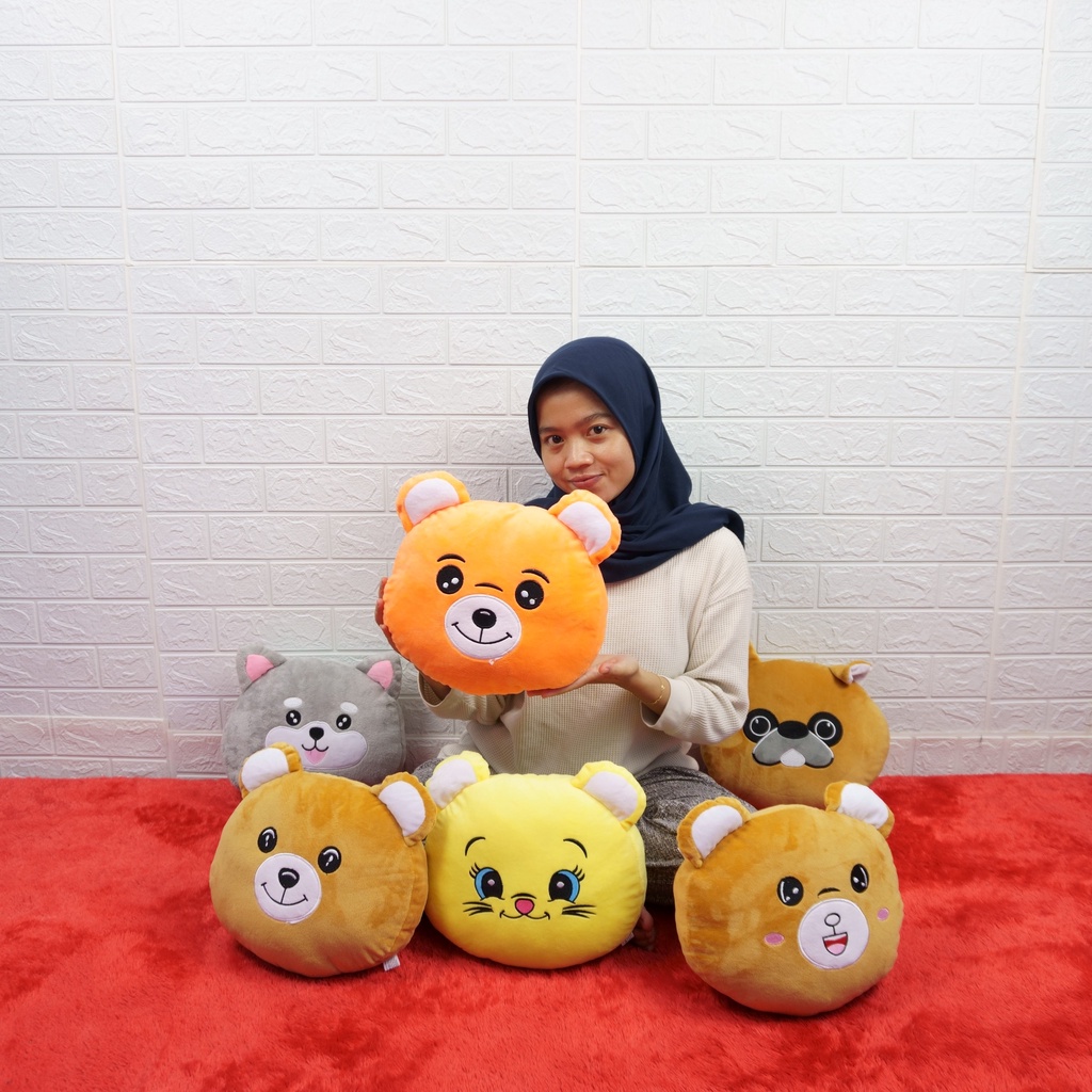 Boneka Bantal Kepala Karakter Hewan Lucu dan Imut Bahan Halus dan Lembut