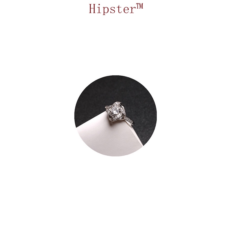 Korean Style Simple Fashion Diamond Rotating Lucky Four-Leaf Clover Ring