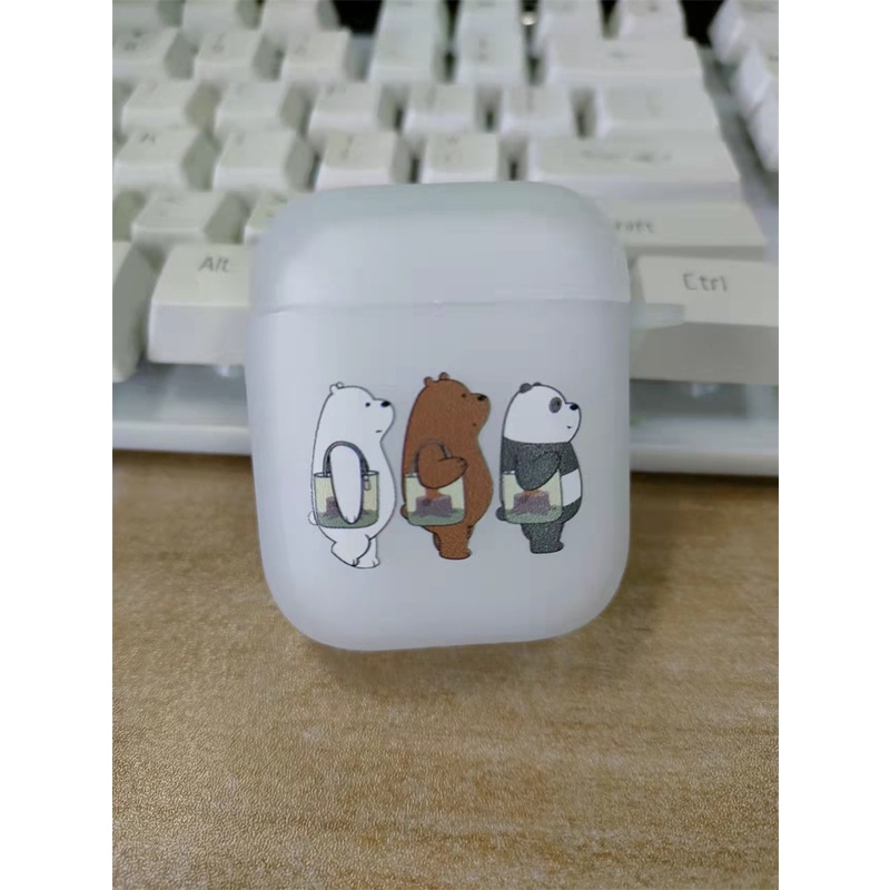 Case Pelindung Earphone Bluetooth Bahan TPU Transparan Motif Kartun Untuk Airpods 2