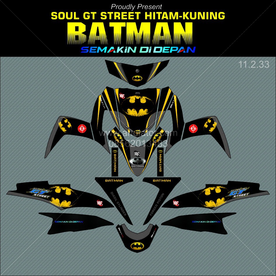 Sticker Striping Motor Stiker Yamaha Mio Soul Gt Batman Spec B