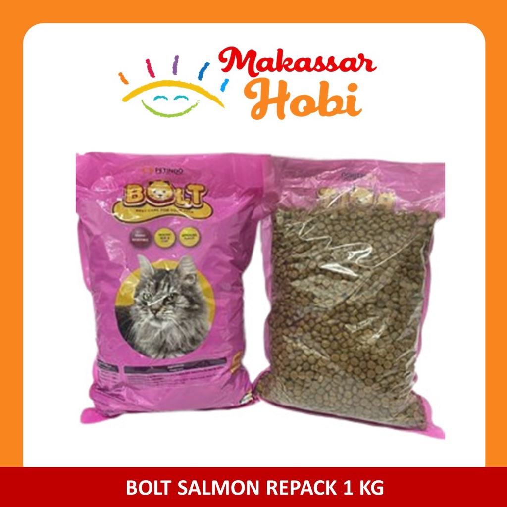 Makanan Kucing BOLT Cat Food Repack 1kg 1 Kg Tuna Kibble Ikan Donat Salmon Catfood Murah